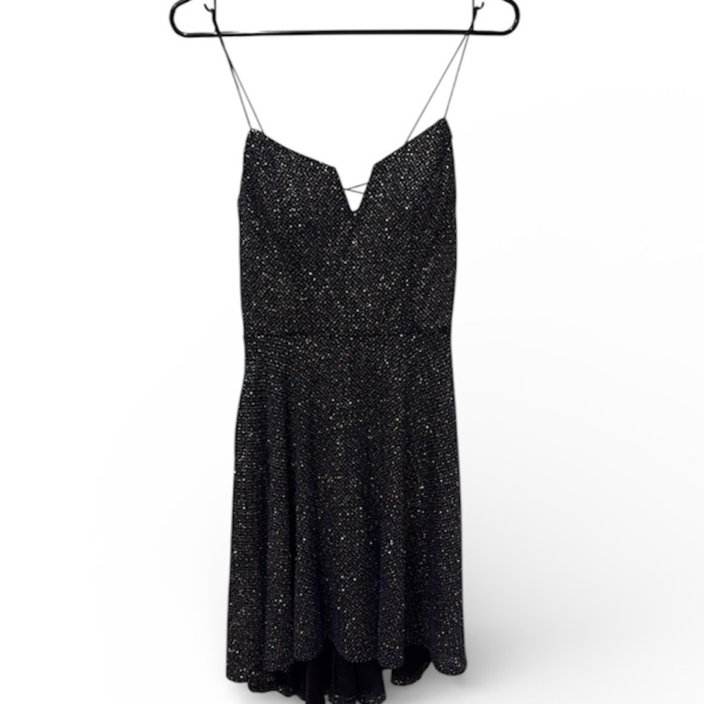 Sparkly blueish black mini cocktail dres .